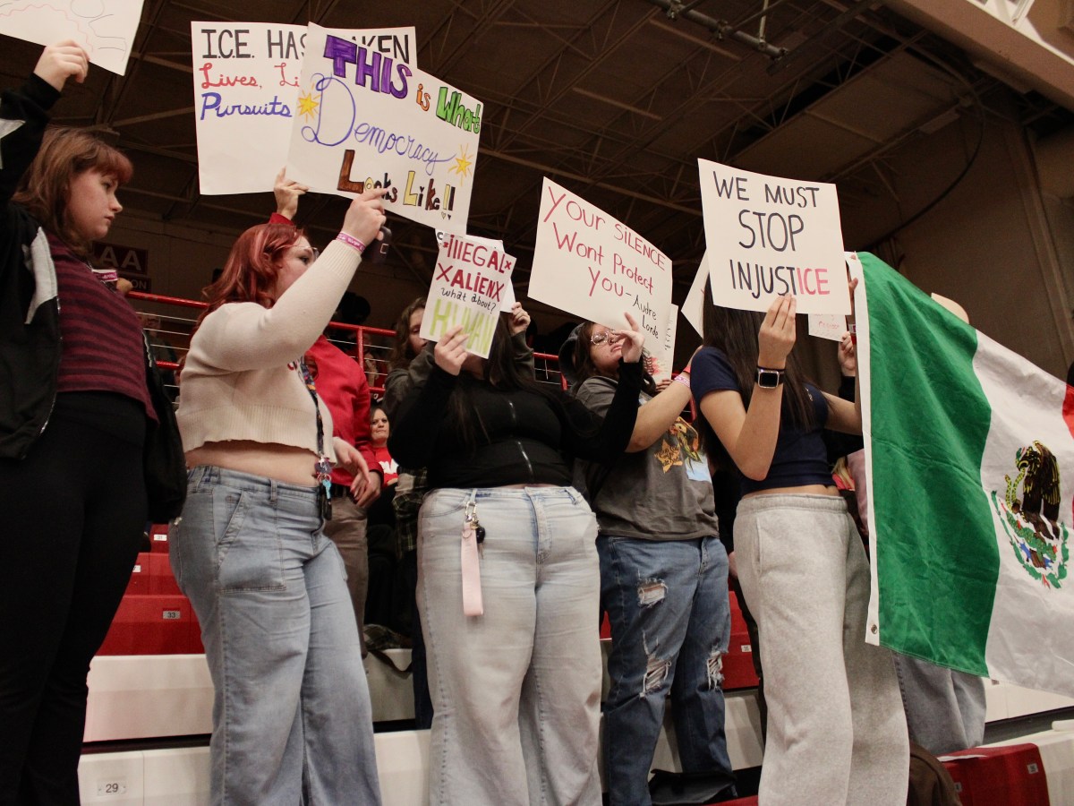 Students protest ICE during Friday’s homecoming&nbsp;game